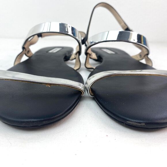 INC International Concepts Silver Womens Flat Sandals 8.5M Strappy Sling Backs - Picture 3 of 9